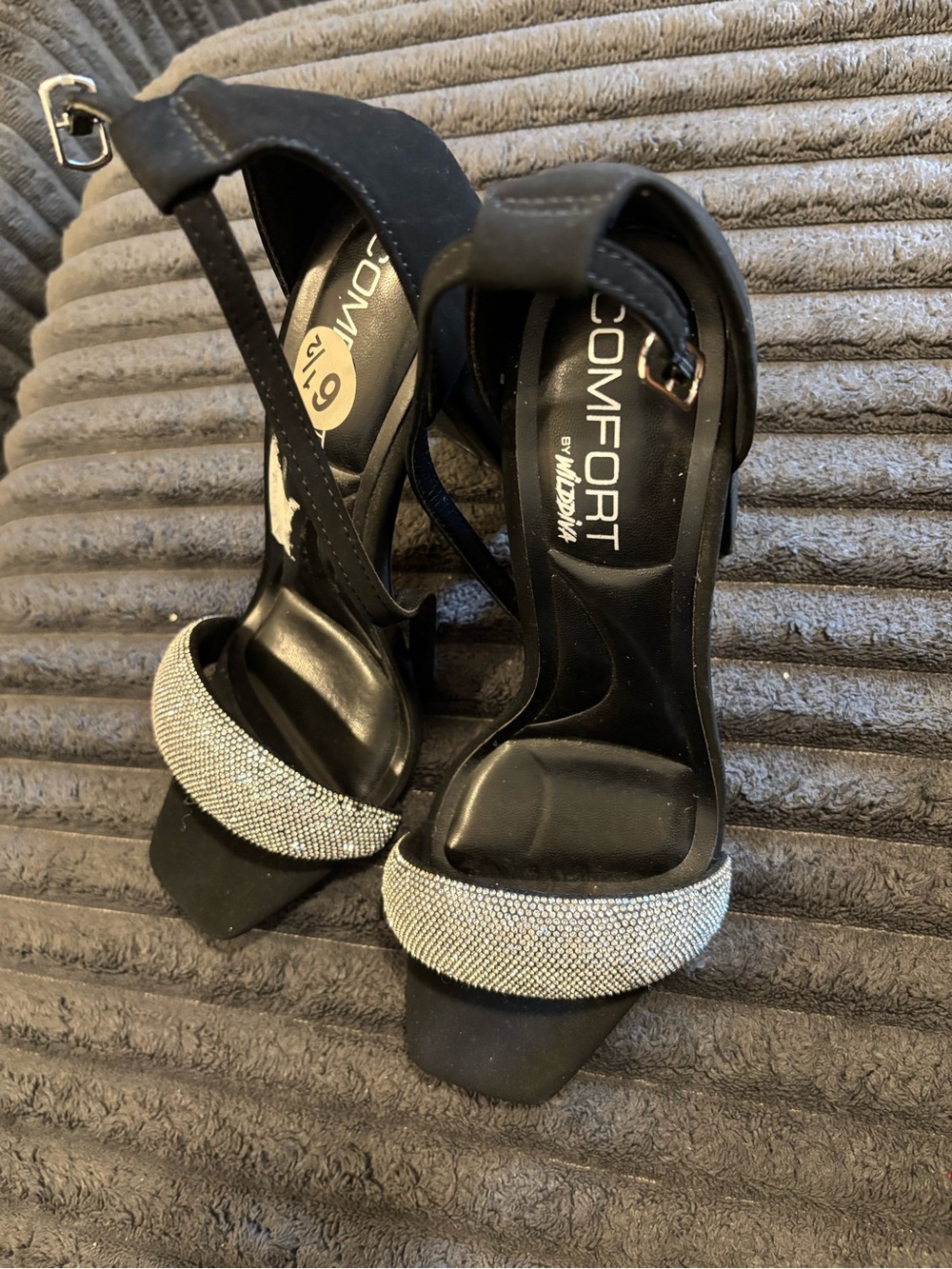 & Other Stories Black Crystal-Embellished Heel Sandals